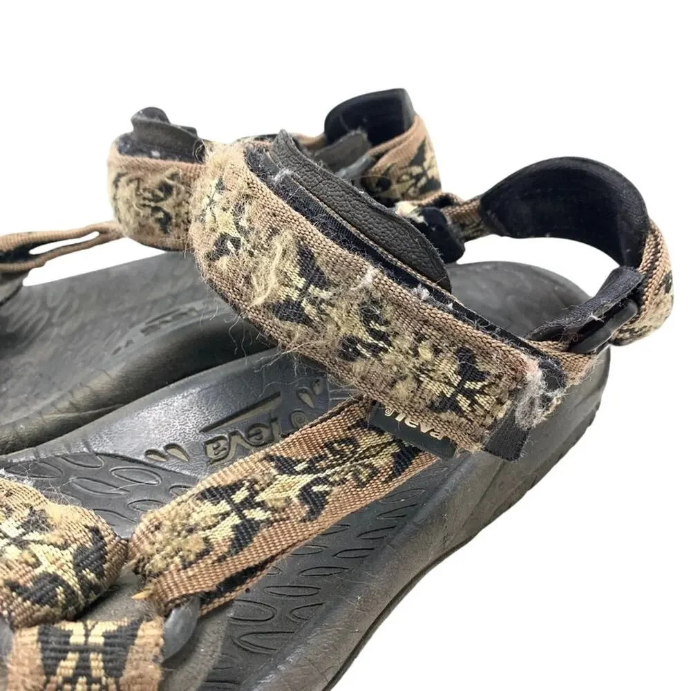 Teva 6575 Brown Black Sport Sandals Shoes Fisherman Dad Shoes Hiking Caming 10
